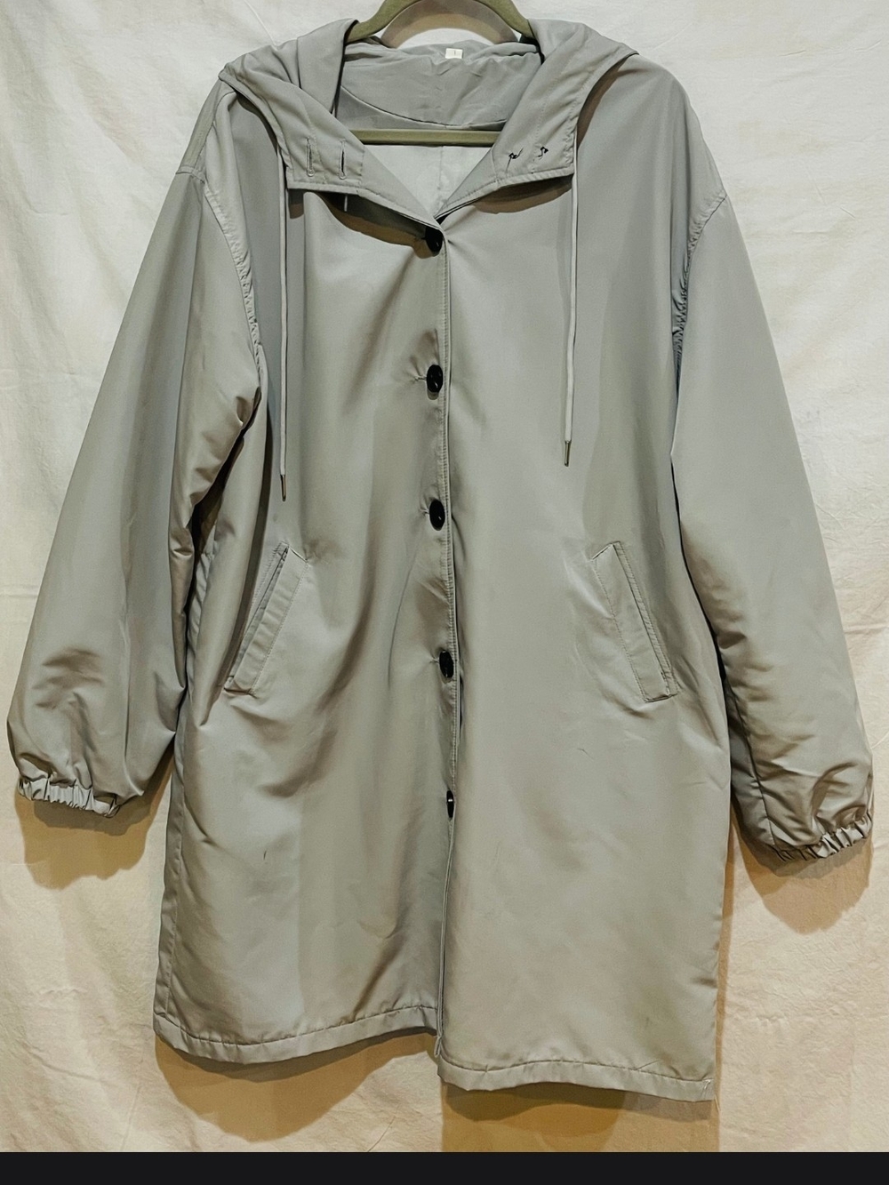 Light Gray Hooded Button Front Coat